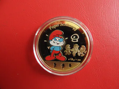 * Die Schlümpfe* Papa Schlumpf * Medaille PP * PEYO 2020 * ca.40mm (Schup)
