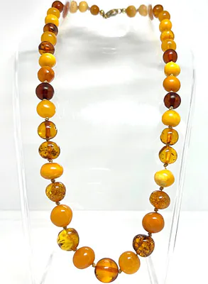 Bernstein Kette Butterscotch Cognac Honigfarben Vintage-Schmuck Unikat