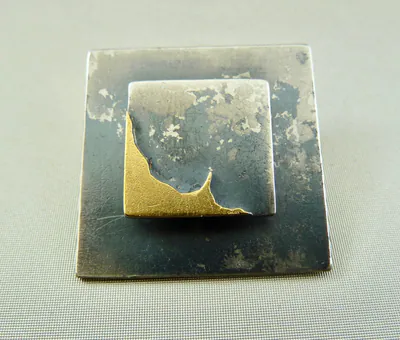 Brosche 925/- Silber und Gold