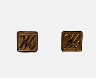 Vintage Monogramm-Manschettenknöpfe „M“ vergoldetes Messing – Retro Cufflinks