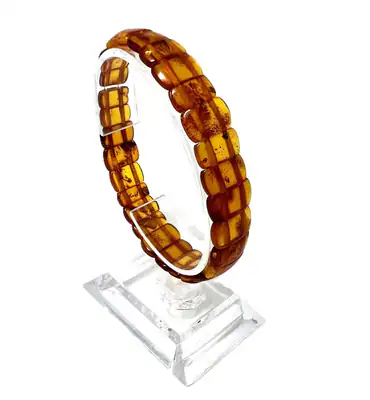 Vintage Bernstein Armband minimalistisch, Amber Stretch Bracelet, Honig Cognac