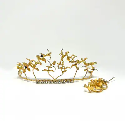 Vintage Myrtenkranz Hochzeitskrone Art Deco Stil filigran Strass