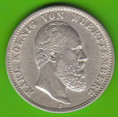 Münze Silber Württemberg 2 Mark 1888 attraktives sehr schön selten nswleipzig