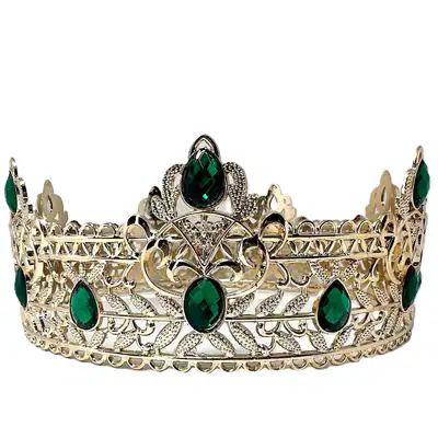 Herrenkrone Gold Barockstil mit Smaragdgrünen Steinen König Krone