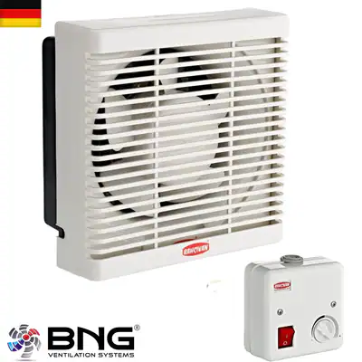 Wand Fenster Ventilator Axial Lüfter Be/Abluft Zuluft +2A Regler ø diverse Gößen