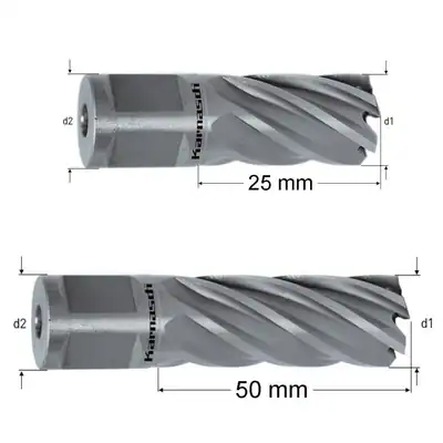 Kernbohrer, Weldonschaft, Nutzlänge 25, 50mm, Silver-Line, d1=12-60mm, HSS-XE