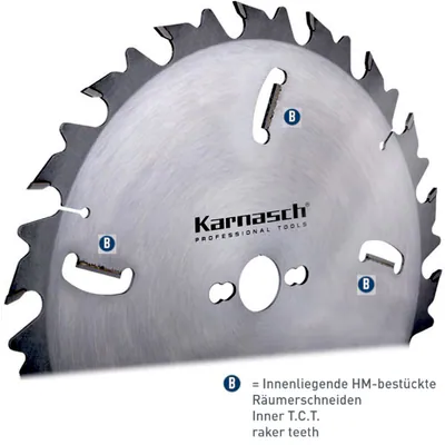 Karnasch HM Vielblatt Kreissägeblatt Holz Sägeblatt Ø 250-500 mm FZ WZ 3R 4R