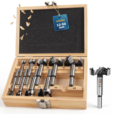 Forstnerbohrer Set Ø12-50mm | Professionelles Holzbohrer Set 10tlg. | Topfbohrer