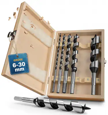 Schlangenbohrer Set Ø6-30 x 230mm | Holzbohrer Set 6tlg. | Holzbohrer lang 6x230