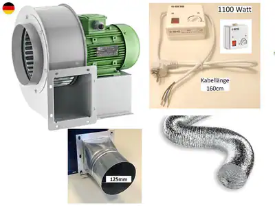 Radialventilator REGLER + FLANSCH + FLEXROHR Luftabsaugung Zentrifugal Gebläse