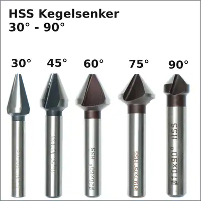 Kegelsenker 30° 45° 60° 75° 90° HSS Senker verschiedene Größen