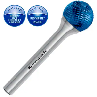 HM Frässtift, Ø=2-12mm, 116083, Kugel, Microverzahnung, beschichtet, Blue Tec