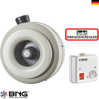 Radial Rohrlüfter Axial 100 125 150 160 200 250 315 mm Zuluft Abluft+ Regler