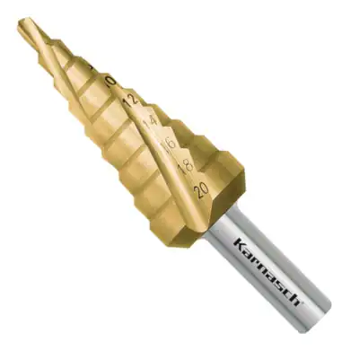 Stufenbohrer Spirale, HSS-XE TIN Gold, d=4-20 mm, CBN geschliffen, 3 Schneiden