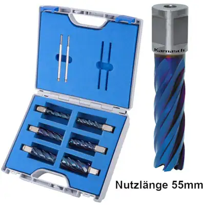 Kernbohrer-Set HSS-XE DURABLUE Ø 14-26 mm - 8-teilig, Weldon 19 mm, beschichtet