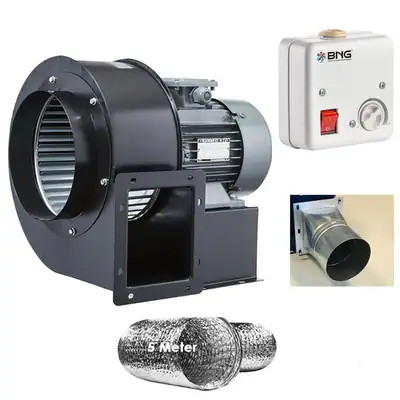Radialventilator REGLER + FLANSCH + FLEXROHR Luftabsaugung Zentrifugal Gebläse