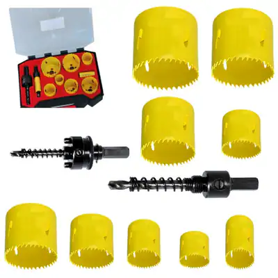 Lochsägen Set 11 tlg, Bi-Metall Koffer Ø 19,22,29,35,38,44,51,57,64mm Sanitär