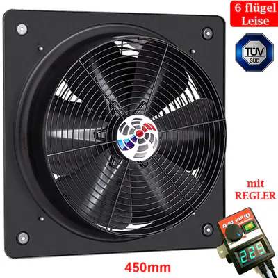 Turbo Axialventilator 450 mm Axiallüfter Geblase 5000 m3/h mit REGLER
