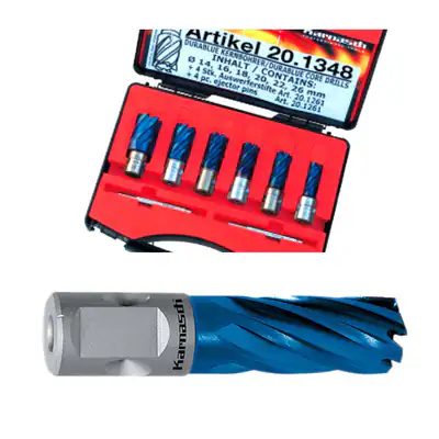 Karnasch Kernbohrer Kernlochbohrer Set HSS-XE 8tlg Ø14–26mm Nitto Uni 19mm NL30