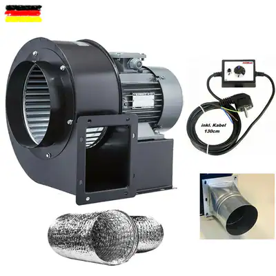 Radialventilator REGLER + FLANSCH + FLEXROHR Luftabsaugung Zentrifugal Gebläse