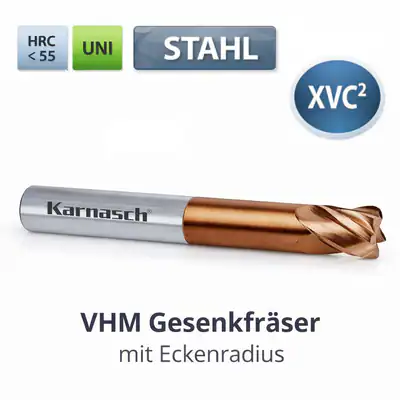 VHM-Gesenkfräser kurz mit Eckenradius HXC-Nano³ Rockwell Cutter