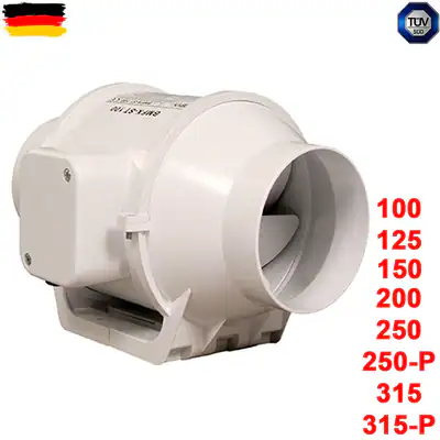 TURBO Radial Rohrventilator Zuluft Abluft Rohrlüfter Ablüfter Vents Rohrlüfter