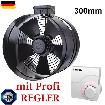 Rohrventilator Axial 300mm Zu-Abluft Rohrlüfter Axiallüfter + Profi Regler 2.5A