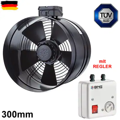 Rohrventilator Turbo Axial 350mm Zu-Abluft Rohrlüfter Axiallüfter mit Regler