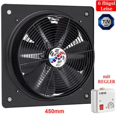 Axial Industrie Ventilator Gebläse Lüfter Zuluft Abluft Wand Fenster 450 +REGLER