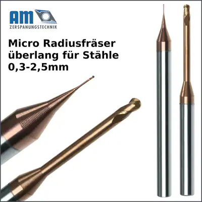 Mini Radiusfräser VHM-TiSiN überlang