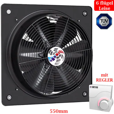 Axial Industrie Ventilator Gebläse Lüfter Zuluft Abluft Wand Fenster 550 +REGLER