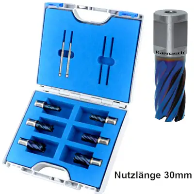 Kernbohrer-Set, Pulverstahl, Blue-Tech, Ø 12-26 mm, 8-teilig, Weldonschaft